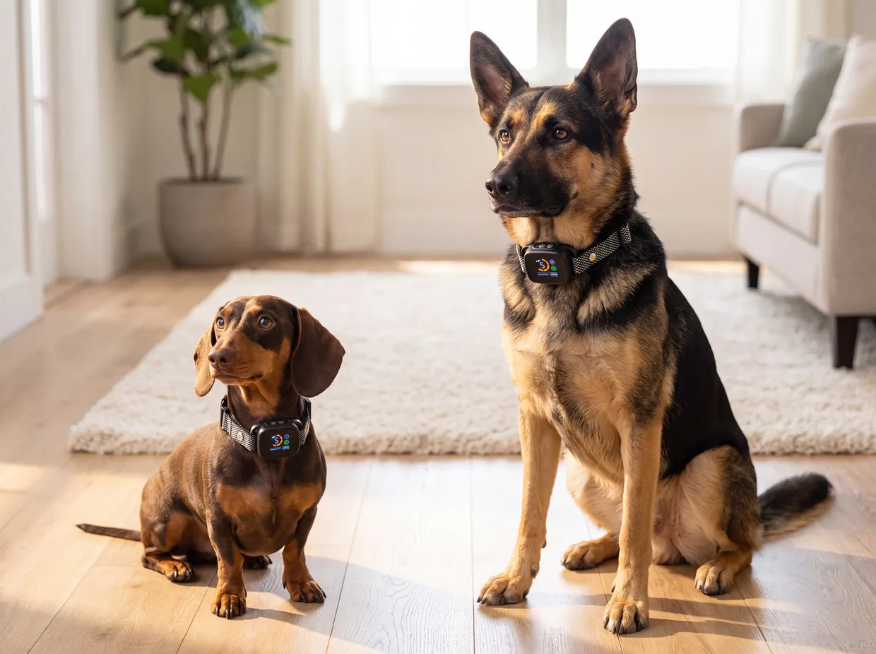 one adjustable collar, two very different dogs