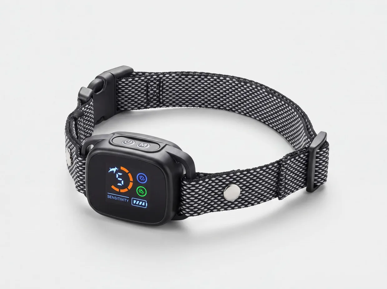 the collar topping up from an ordinary USB charger — no batteries, no refills, ever