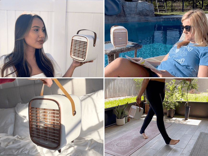 Freezvix carried by hand, by the pool, in bed and on the patio